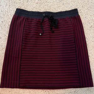 Loft Lou & Grey Ribbed Striped Skirt, Black and Burgundy, Tie Waist, Size XS